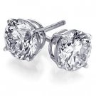 Genuine 1 ct ROUND DIAMOND STUD 14K WG EARRINGS SI2 H