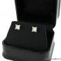 1 ct PRINCESS CUT DIAMOND STUD 14K WG EARRINGS VS2 H