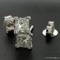 1 ct PRINCESS CUT DIAMOND STUD 14K WG EARRINGS VS2 H