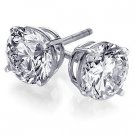 Genuine 1 ct Round Diamond Stud Earrings14K White Gold