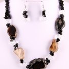 Spectacular 19"-21.5" Genuine Black Agate Necklace & Earring Set Spectacular 19"-21.5" Genuine Black Agate Necklace & Earring Set
