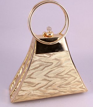 Modern Evening Bag-Metal Frame-Swarovski Crystal-Gold