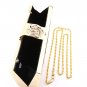 Chic Evening Clutch Bag Black-Gold Tone Swarovski Crystal