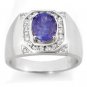 3.10 ctw Diamond & Tanzanite 14K White Gold Men's Ring