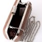 Brown Python Look Leather Evening Clutch Bag w/ Austrian Crystal