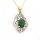 ACA Certified-3.17 ctw Emerald & Diamond Pendant 14K Yellow Gold ACA Certified-3.17 ctw Emerald & Diamond Pendant 14K Yellow Gold