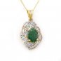 ACA Certified-3.17 ctw Emerald & Diamond Pendant 14K Yellow Gold