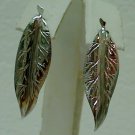 Vintage Carved Leaf Fashion Silver Earrings