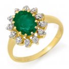 ACA Certified-1.46 ct Emerald & Diamond Ring Yellow Gold