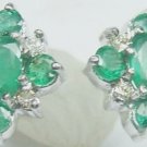 Custom Made 1.18 ctw Emerald & Diamond Earrings 14k Yellow or White Gold