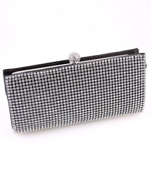 High End Quality Clutch Black Bag Genuine Austrian Crystal