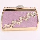 Pink Gold Flower Evening Bag - Metal Frame-Swarovski Crystal Pink Gold Flower Evening Bag - Metal Frame-Swarovski Crystal