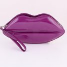 Hot Lips Design Faux Leather Evening Bag - Purple