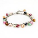 Lot of 2 - 7" Freshwater Multi-Color Pearl Chain Bracelets Lot of 2 - 7" Freshwater Multi-Color Pearl Chain Bracelets