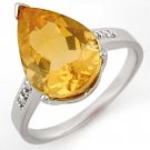 Certified-5.1 ct Citrine & Diamond Ring White Gold