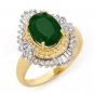 Certified-2.58 ctw Emerald & Diamond Ring 14K Yellow Gold