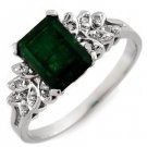 Certified - Retail $960 - 2.12 ct Emerald & Diamond Ring White Gold Certified - Retail $960 - 2.12 ct Emerald & Diamond Ring White Gold