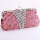 Pink - Kissing Lock Closure Evening Clutch Bag-Swarovski Crystal-Satin