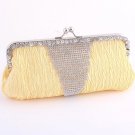 Yellow - Kissing Lock Closure Evening Clutch Bag-Swarovski Crystal-Satin