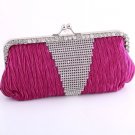 Purple - Kissing Lock Closure Evening Clutch Bag-Swarovski Crystal-Satin
