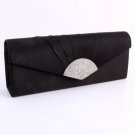 Black Evening Satin Clutch Bag with Austrian Crystal Rhinestone Triangle Black Evening Satin Clutch Bag with Austrian Crystal Rhinestone Triangle