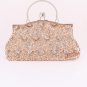 Gold Crytal Bead & Sequins Evening Bag - Silver Tone Frame