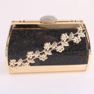 Black Gold Flower Evening Bag - Metal Frame-Swarovski Crystal Black Gold Flower Evening Bag - Metal Frame-Swarovski Crystal