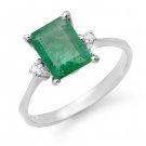 Certified - Genuine 1.59 ctw Emerald & Diamond Ring White Gold