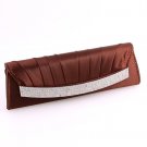 Brown Evening Satin Clutch Bag with Austrian Crystal Rhinestone Brown Evening Satin Clutch Bag with Austrian Crystal Rhinestone