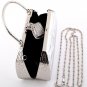 Modern Evening Bag-Metal Frame-Swarovski Crystal-Silver