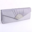 Gray Evening Satin Clutch Bag with Austrian Crystal Rhinestone Triangle Gray Evening Satin Clutch Bag with Austrian Crystal Rhinestone Triangle