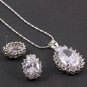 Unique Necklace & Earrings Set with Clear AAA Cubic Zirconia with Chain