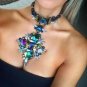 Most Striking Contemporary Large Beautiful Blue Crystal Necklace