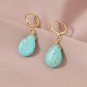 Beautiful Large Leverback Dangle Teardrop Earrings With Blue Turquoise