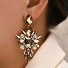 Exquisite Glitter Gold & AB Clear Crystal Cascade Earrings