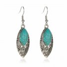 Beautiful Fashion Vintage Carved Filigree Turquoise Hook Earrings