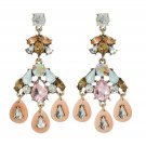 Beautiful Multilayer Stunning Flower Drop Rhinestone Tassel Chandelier Earrings
