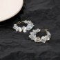 Handmade 925 Silver Post Natural Clear Mountain Crystal Circle Earrings