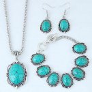 Beautiful Fashion Vintage Turquoise, Bracelet, Pendant, Chain & Earring Set Beautiful Fashion Vintage Turquoise, Bracelet, Pendant, Chain & Earring Set