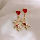 VALENTINE!!! Adorable Sweet Big Heart Teddy Bear Earrings