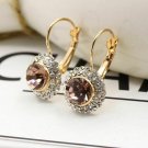 Classic "Hot Moon River" Golden Tone Leverback Brown Crystal Earrings Classic "Hot Moon River" Golden Tone Leverback Brown Crystal Earrings
