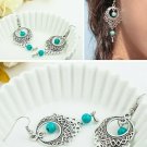 Long & Beautiful Filigree Design Turquoise Water Drops Tassel Earrings