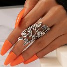 Vintage Long Massive Handmade Filigree Leaves Silver Ring-size 8