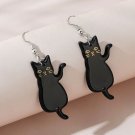 Beautiful Fashion Bohemian Black Cat Lucite Dangle Earrings