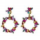 Stunning Huge Retro Multi-Color Rhinestone & Crystal Circle Earrings