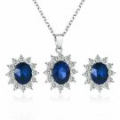 Silver Tone Jewelry Set with Sapphire Blue & Clear Cubic Zirconia Silver Tone Jewelry Set with Sapphire Blue & Clear Cubic Zirconia