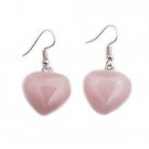 Beautiful Handmade Natural Pink Quartz Stone Heart Shape Earrings