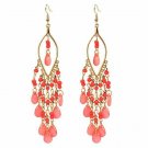 Breathtaking Bohemian 5" Long Unique Bead Tassel Chandelier Earrings-Red