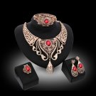 18k Gold Plated Luxurious Jewelry Set - Red Austrian Crystal & CZ