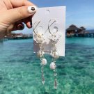 925 Silver Post Extravagant White Flower Crystal & Pearl Earrings-Adorable!